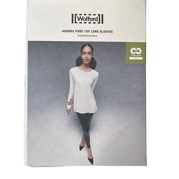 Wolford Aurora Pure Top Long Sleeves Navy Opal NWT XS - Picture 9 of 11